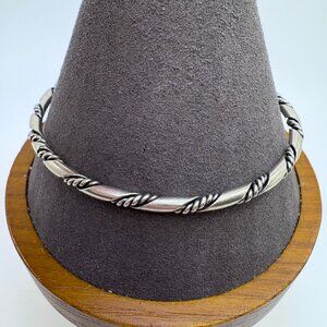 VTG Sterling Silver 925 Braided Wrap Design Bangle Bracelet Size 7.75" Fit